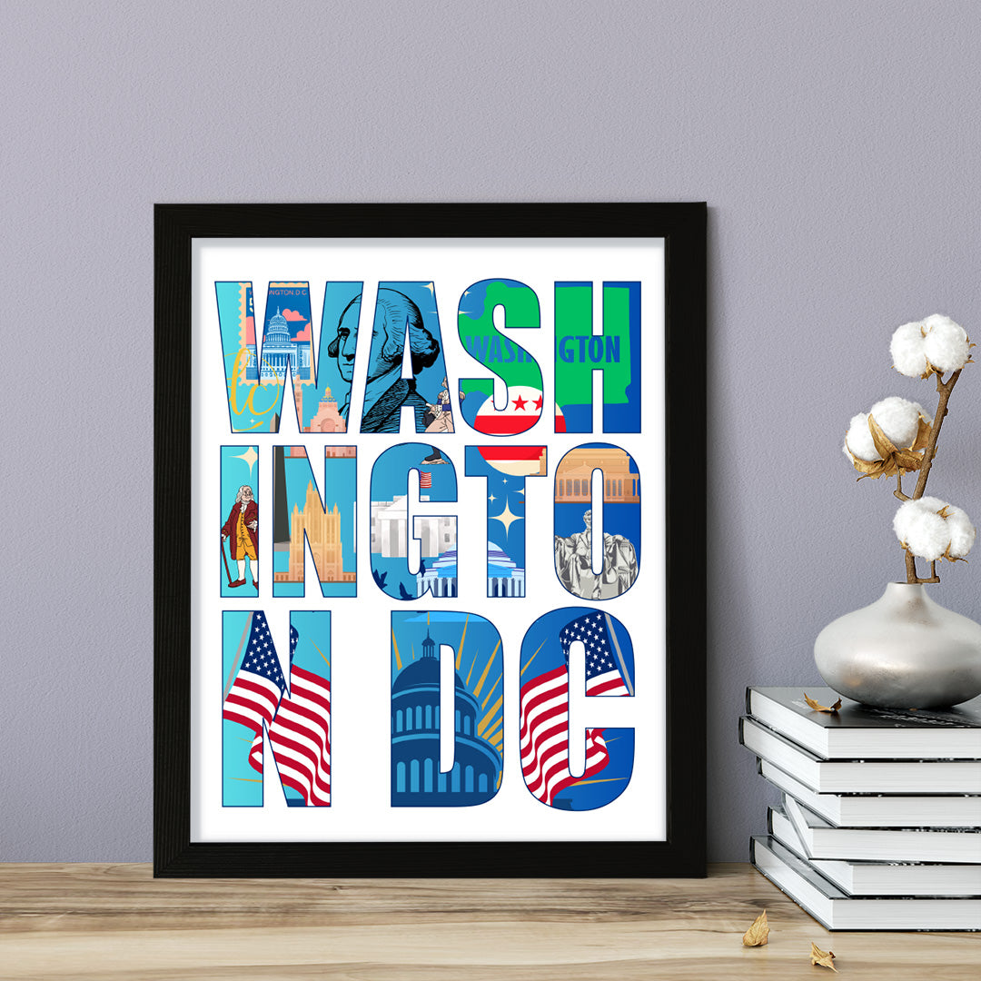 Designs ByLITA Washington, D.C. Inspirational, Wall Print Art | American Cities Stylish Home Decoration (Unframed or Framed)