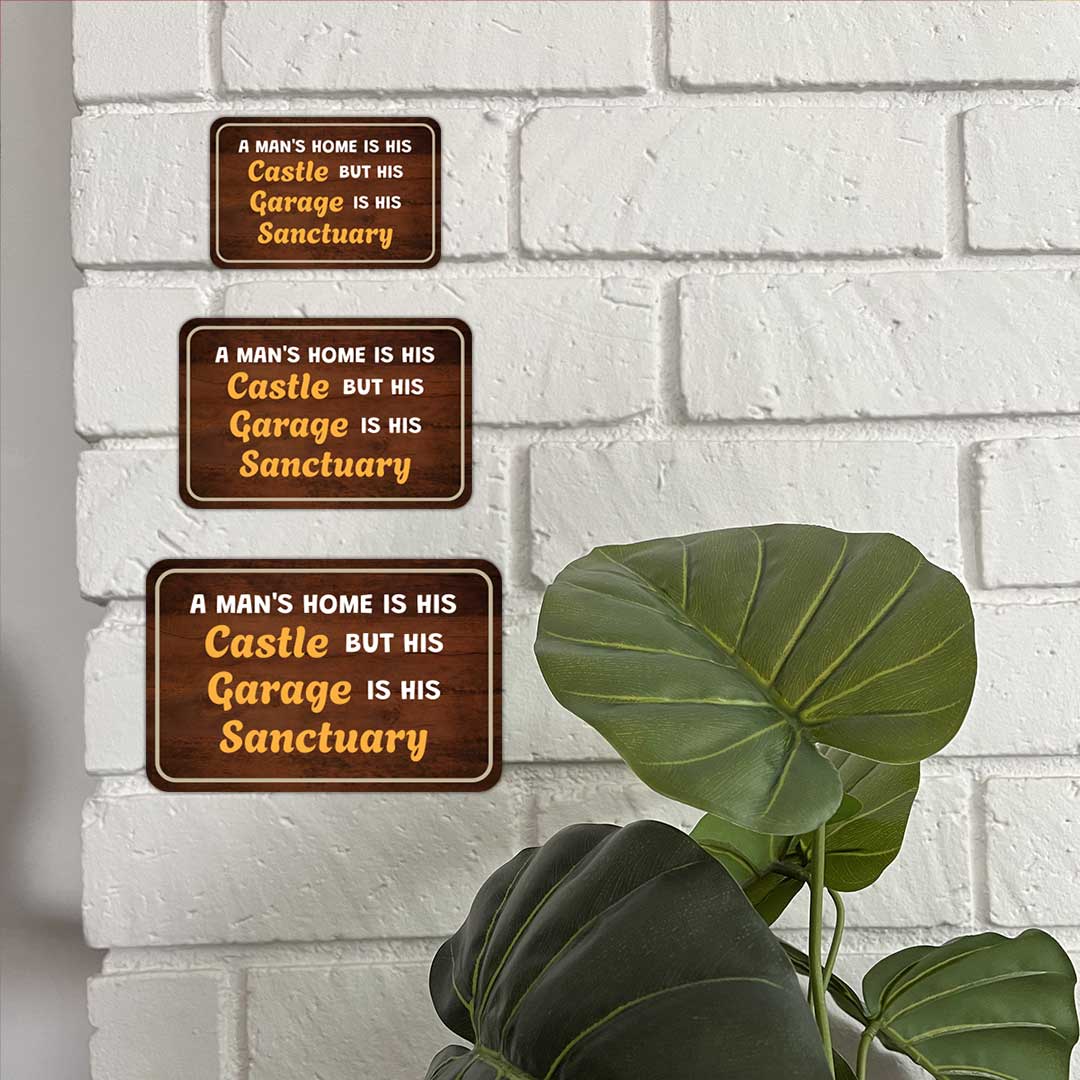 Classic Framed Plus A Man's Home Is His Castle But His Garage Is His Sanctuary Door or Wall Sign | Home Decor