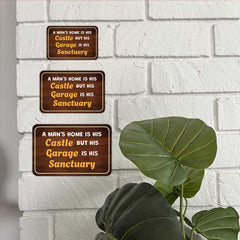 Classic Framed Plus A Man's Home Is His Castle But His Garage Is His Sanctuary Door or Wall Sign | Home Decor