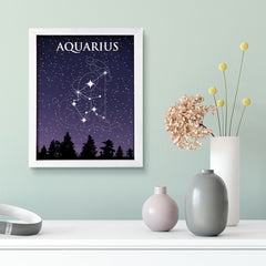 Designs ByLITA Aquarius Zodiac Sign Night Sky, Wall Print Art | Home and Office Decor | Astrology Star Sign Bedroom Decoration | Perfect Gift