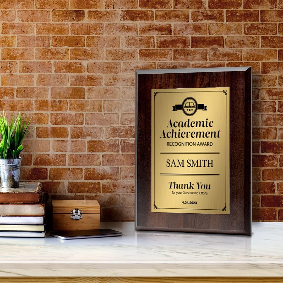 Signs ByLITA Customizable Academic Achievement Award Wooden Plaque Award with Easel Stand, Engraved Gift for winners of awards, certificates and achievements…