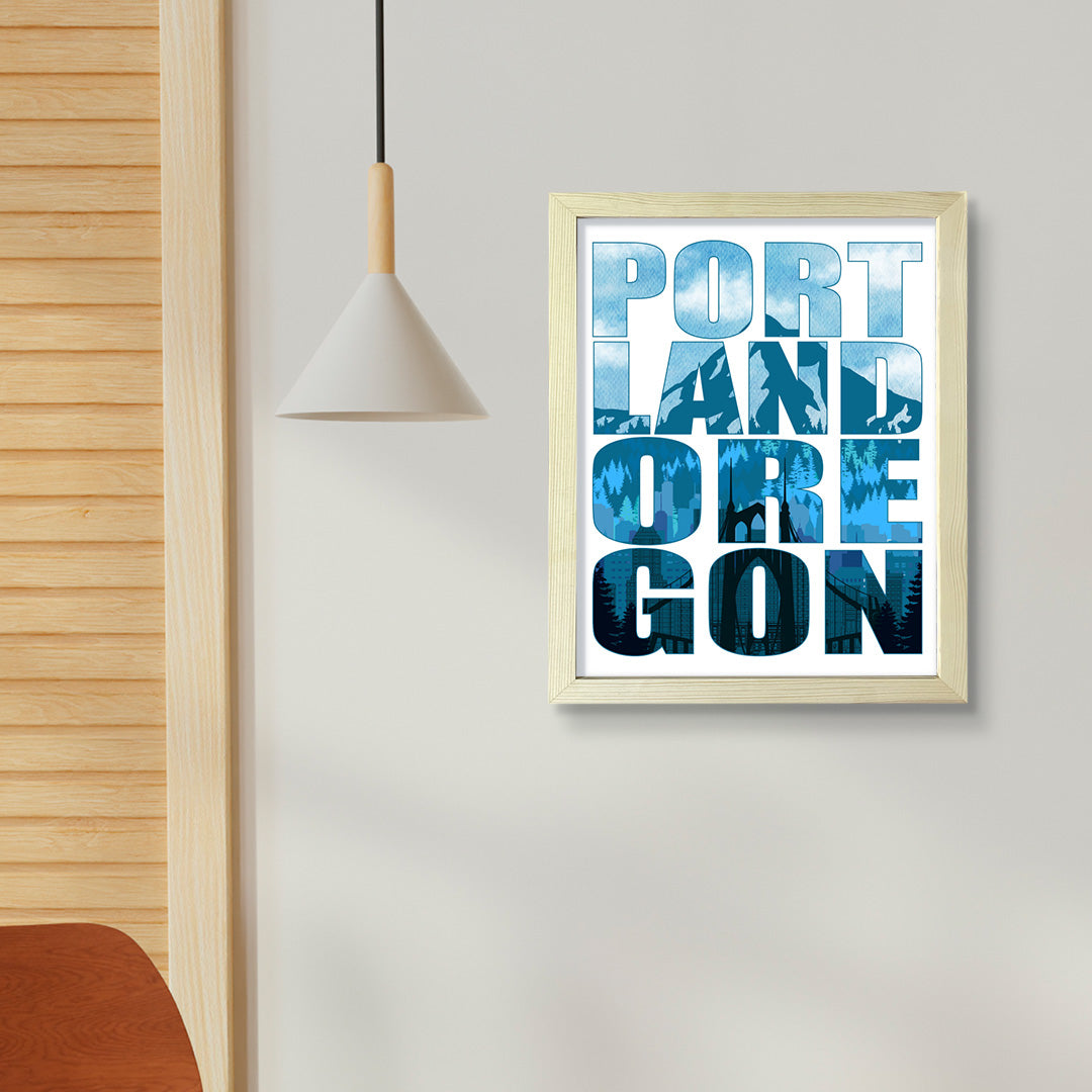 Designs ByLITA Portland, Oregon Inspirational, Wall Print Art | American Cities Stylish Home Decoration (Unframed or Framed)