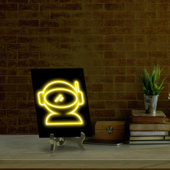 Astronaut Neon Graphic Style Table Sign With Acrylic Easel | Live Streamer Gaming Themed Decoration