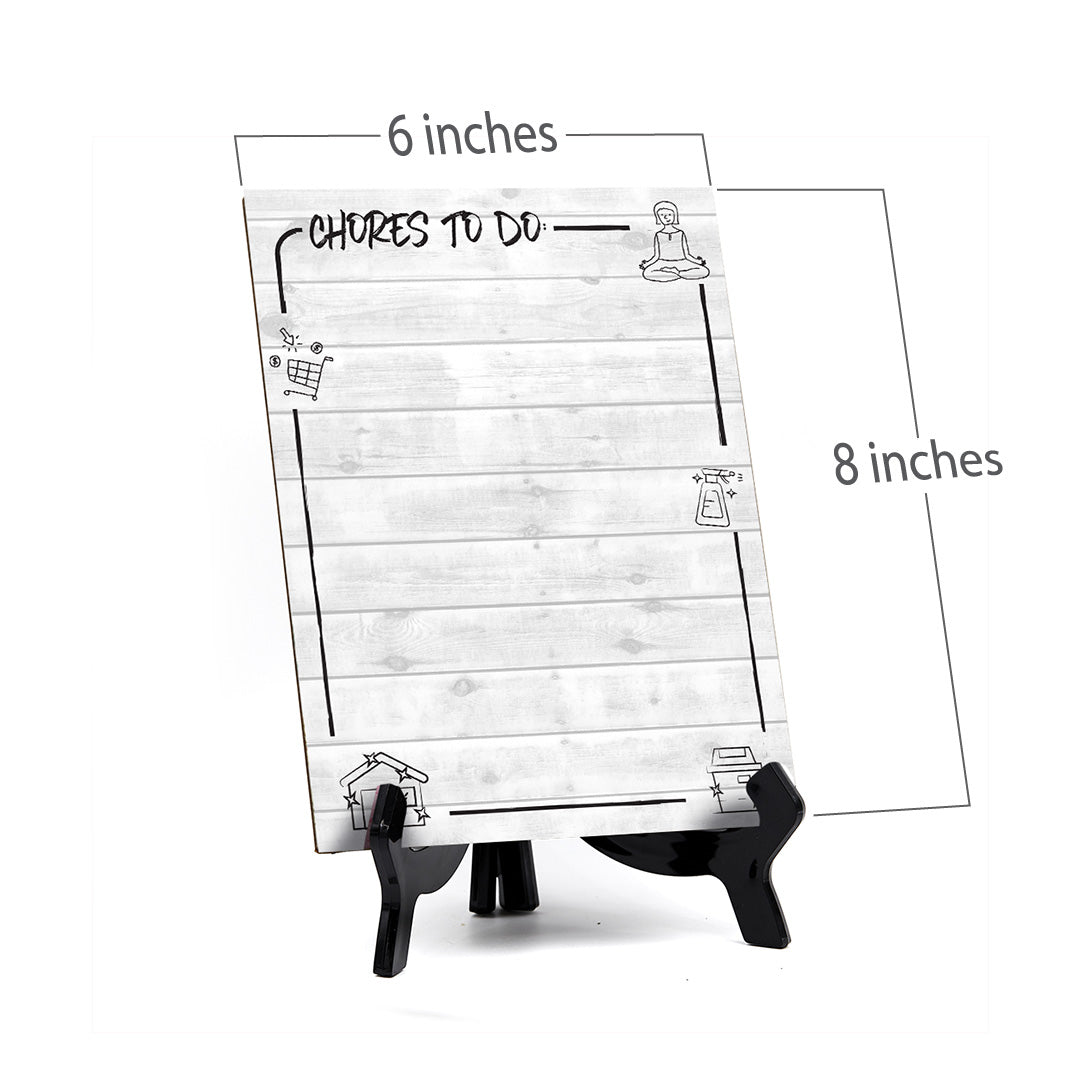 Chores To Do Dry Wipe Table Sign with Acrylic Stand (6x8“) Office And Home Reminders | Personal Schedule | No Pen Included