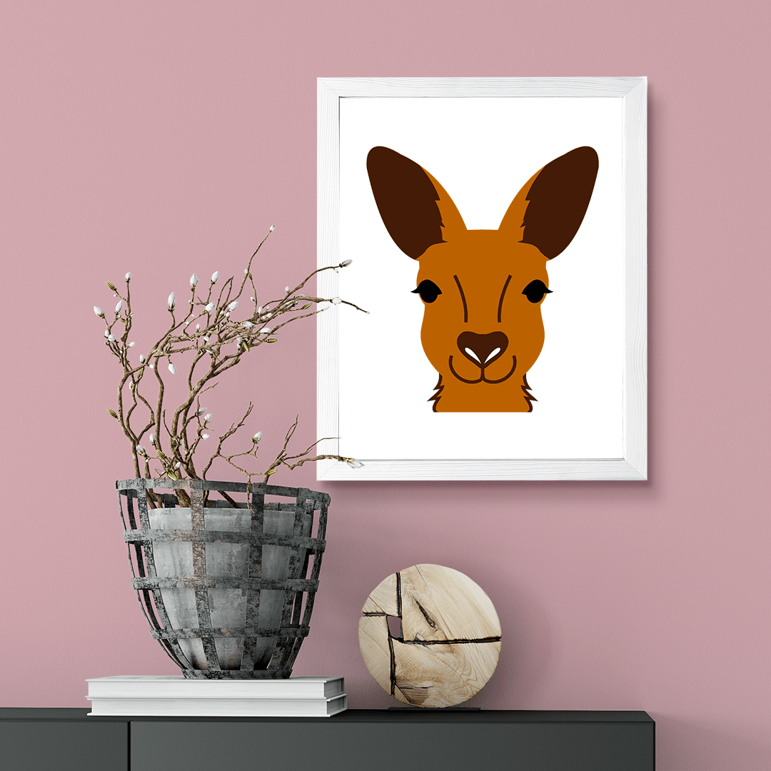 Designs ByLITA Kangaroo Wall Print Animals Art | Family Presents | Bedroom | Stylish Kindergarten Decor