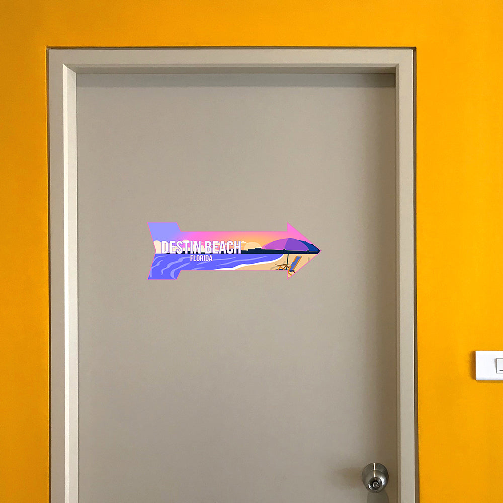 Arrow Shape Plus Destin Beach, Florida 12x4" Wall or Door Sign | Stylish Famous US Beach Souvenirs
