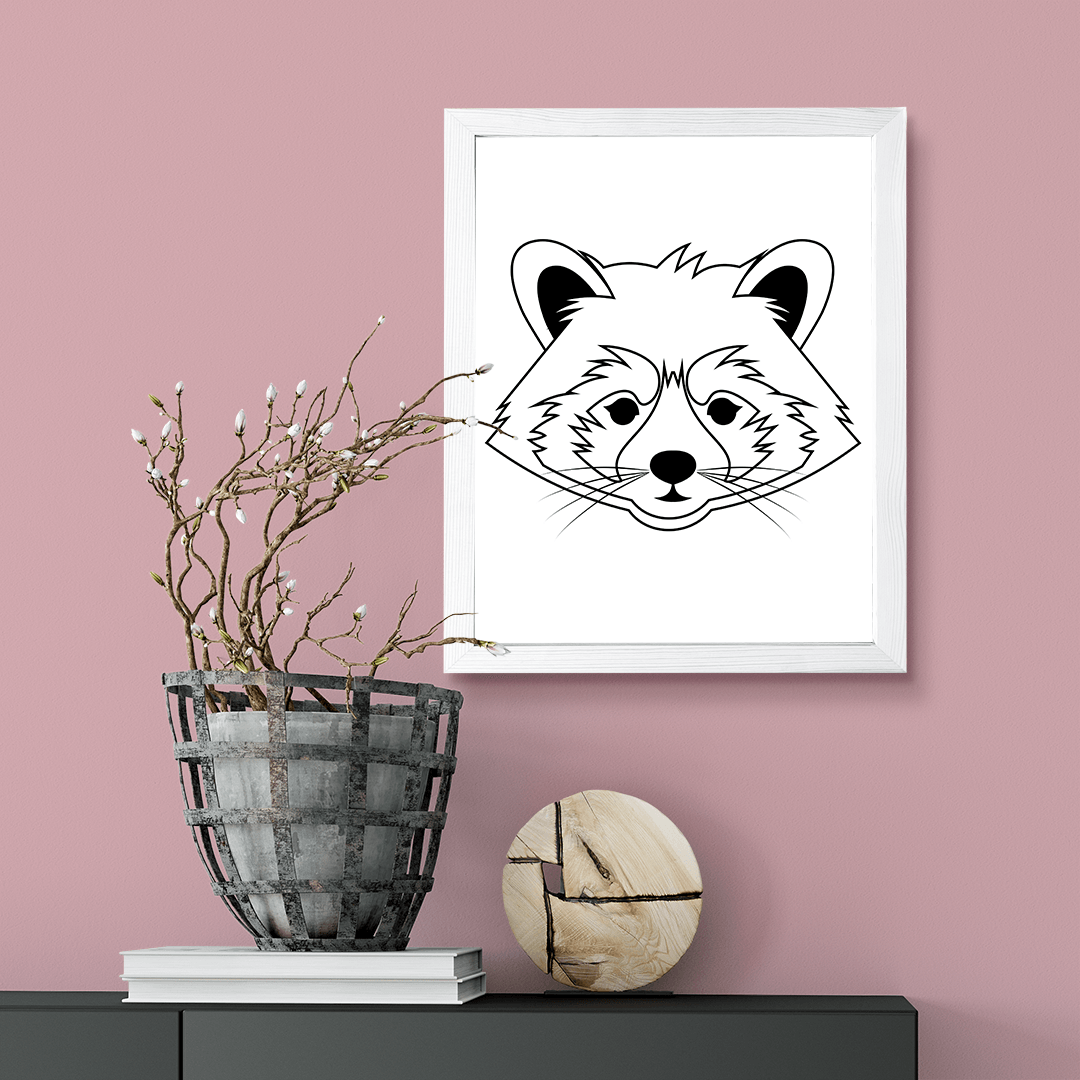 Designs ByLITA Red Panda Outlined version, Wall Print Animals Art | Family Presents | Bedroom | Stylish Kindergarten Decor