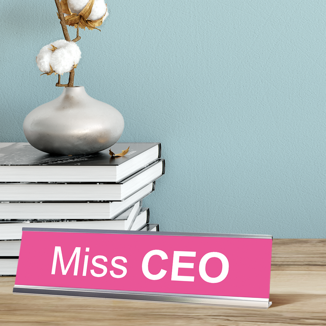 Miss CEO Silver Frame Desk Sign (2 x 8")