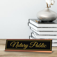 Signs ByLITA Notary Public Gold Frame Desk Sign (2x8")