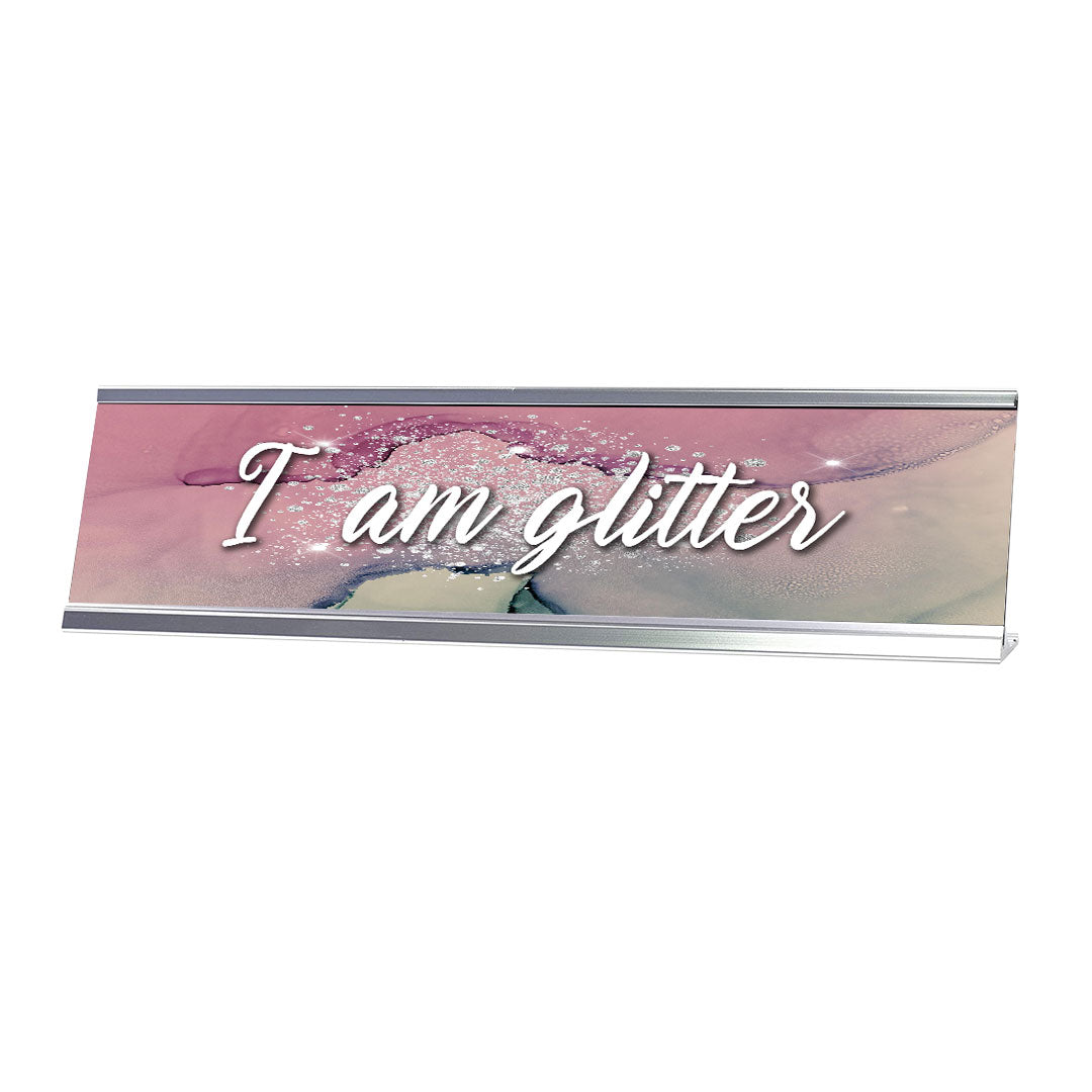 Signs ByLITA I Am Glitter Silver Frame, Novelty Desk Sign (2x8?)