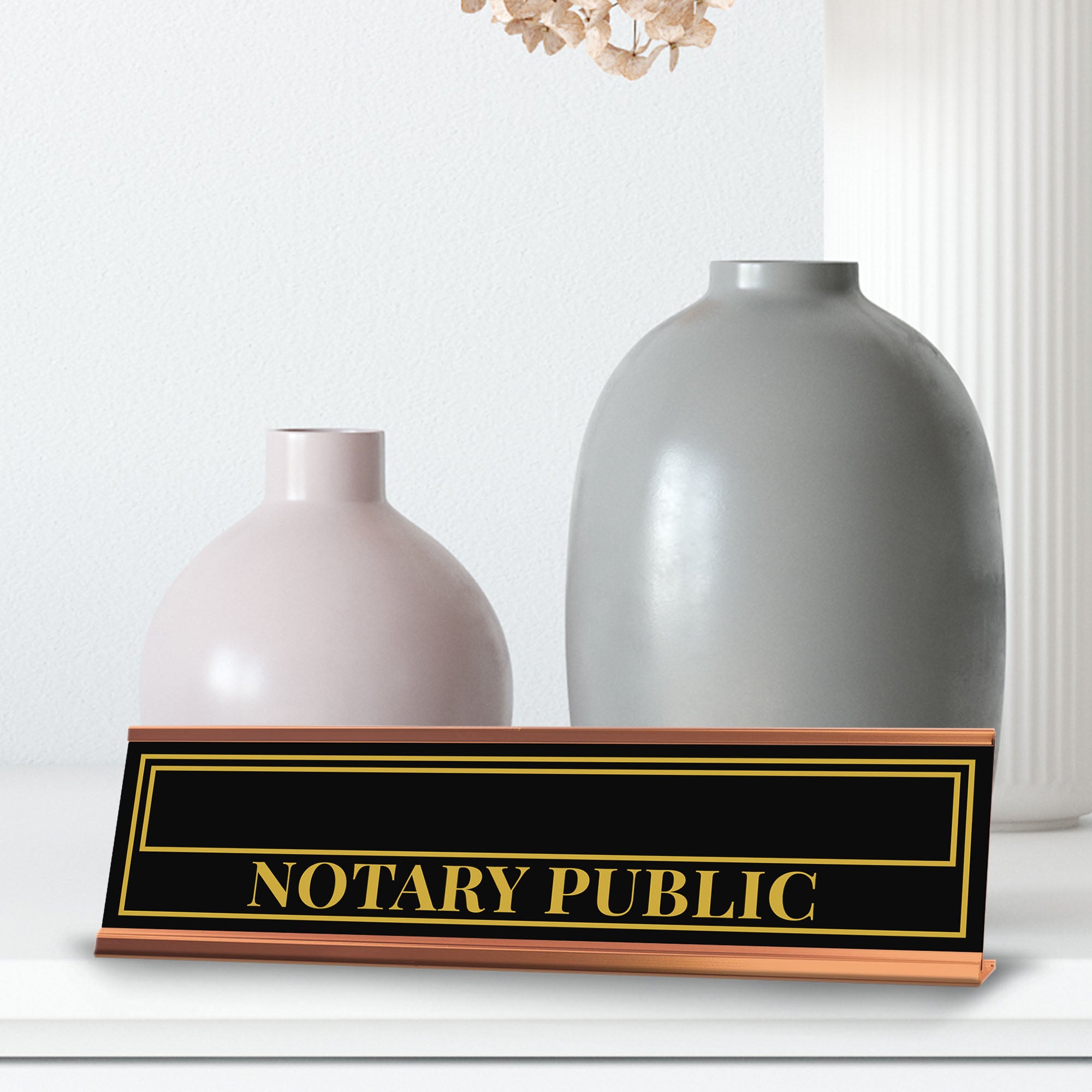 Signs ByLITA Custom Name Notary Public Gold Frame Desk Sign (2x8")