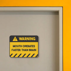Classic Framed Plus Warning Mouth Operates Faster Than Brain Door or Wall Sign | Funny Home Decor