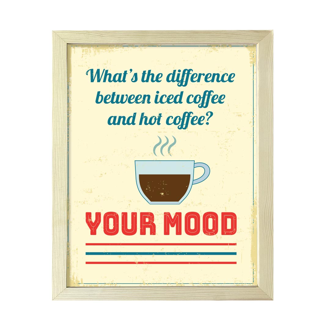 Signs ByLITA What’s the difference between iced coffee and hot coffee? Your Mood, UNFRAMED Print Inspirational Wall Art