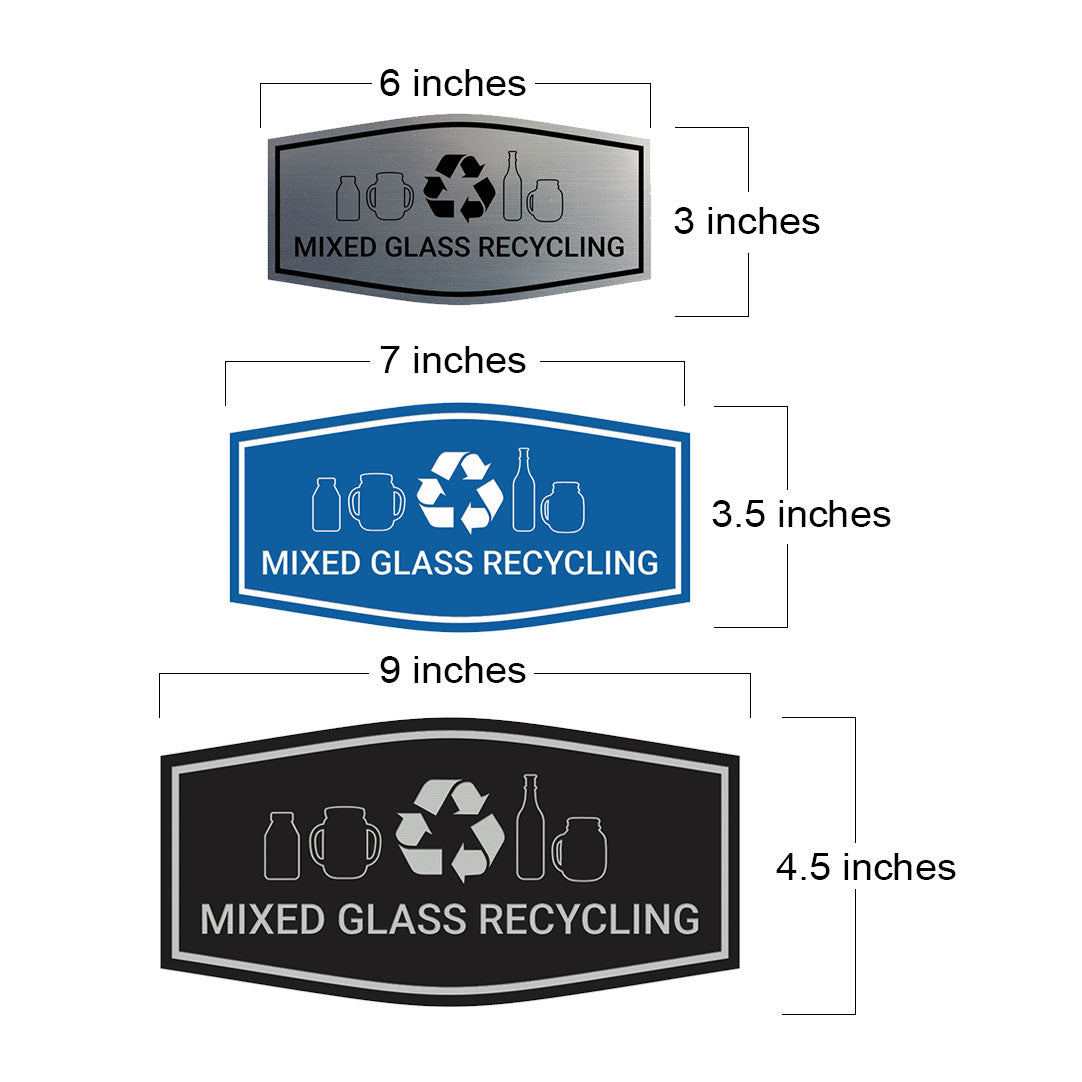Fancy Mixed Glass Recycling Wall or Door Sign