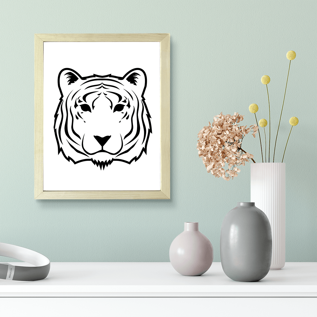 Designs ByLITA Tiger Outlined version, Wall Print Animals Art | Family Presents | Bedroom | Stylish Kindergarten Decor