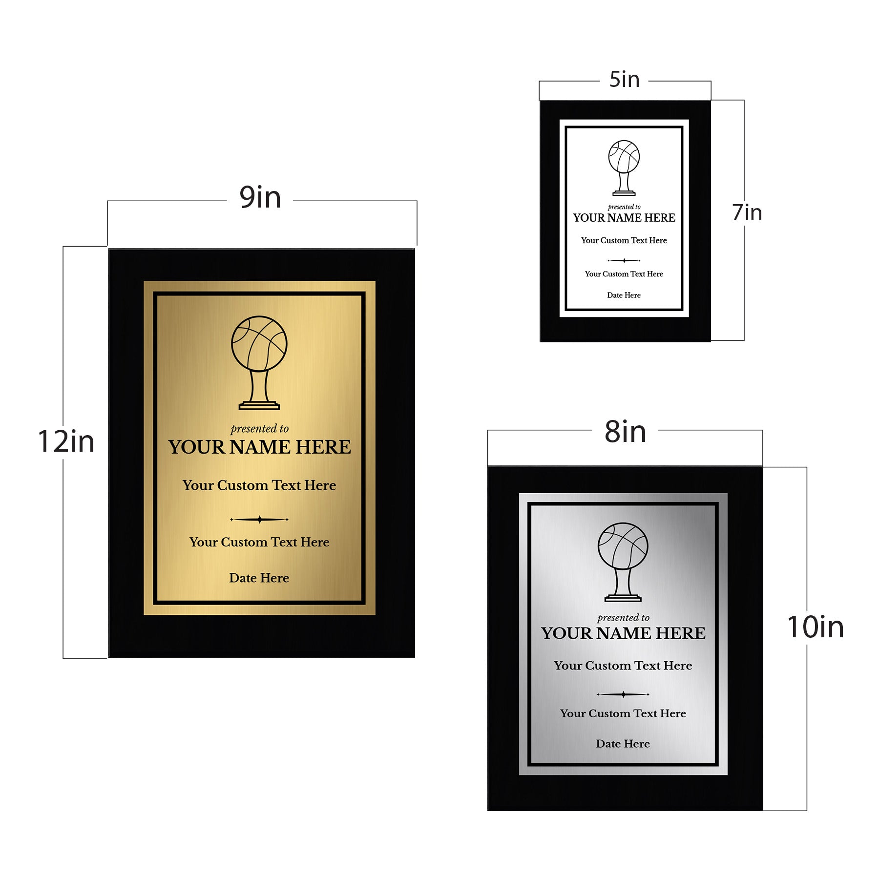 Basketball Customizable Black Frame Wooden Award Plaque | Easel Mount Option | Achievement and Recognition Personalizable Plaques