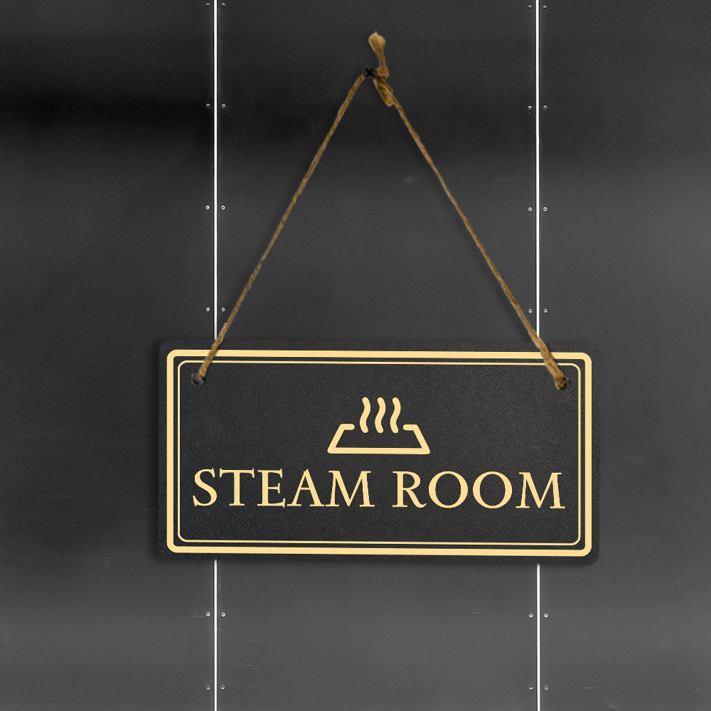 Steam Room 5x10 Hanging Plus Wall or Door Sign | Rustic Twine | Workplace Signage
