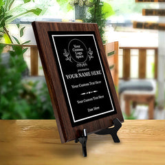 Custom Insert Your Logo (Circle) Wreath Award Wooden Plaque | Recognition of Achievement and Service Personalizable Plaques