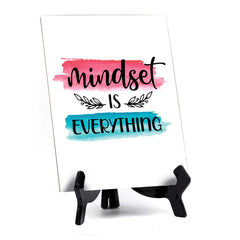Mindset is Everything Table Sign with Acrylic Stand (6x8“) | Positive Affirmation Inspiration Décor