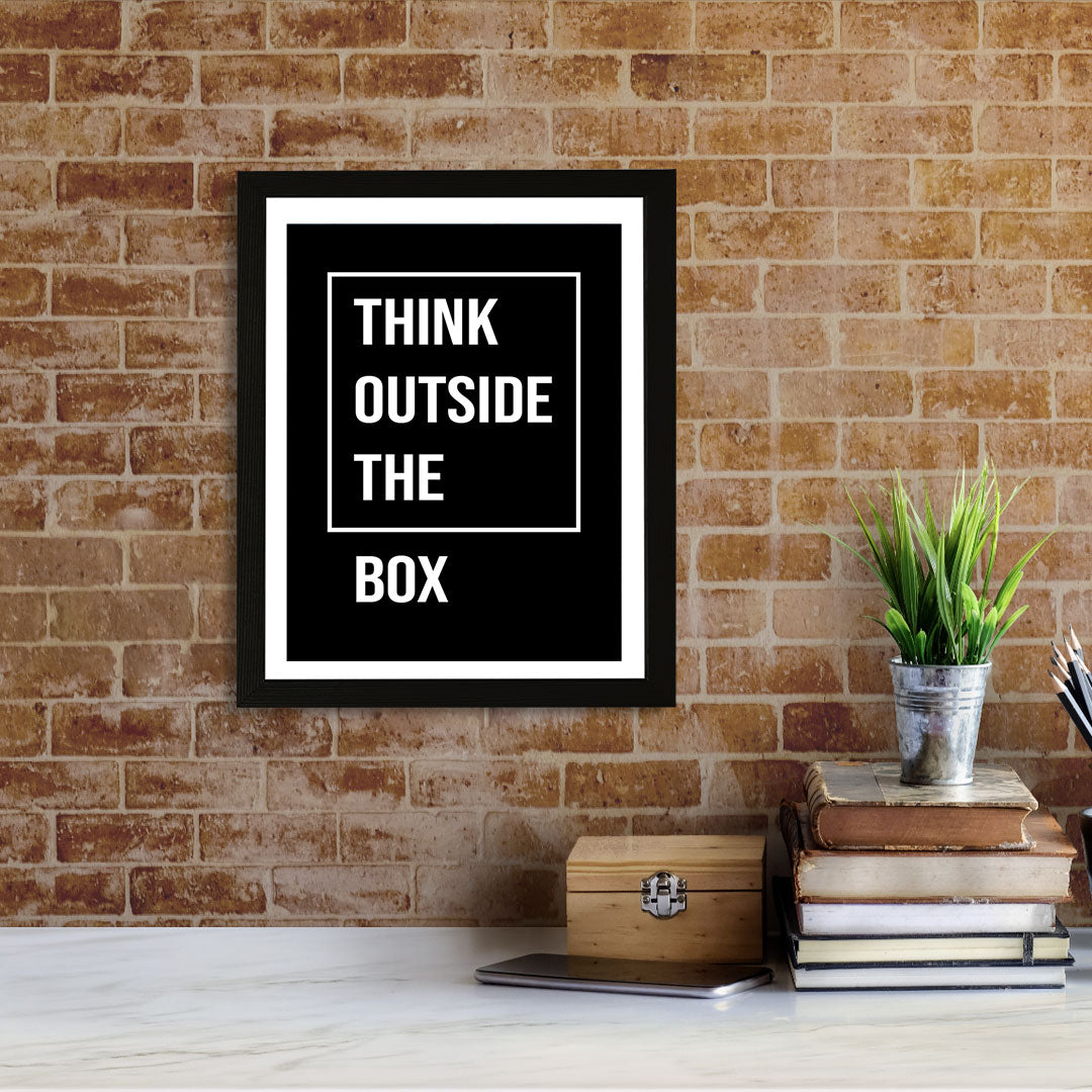 Designs ByLITA Think Outside The Box, Framed Wall Art Print | Positive Motivational Decor