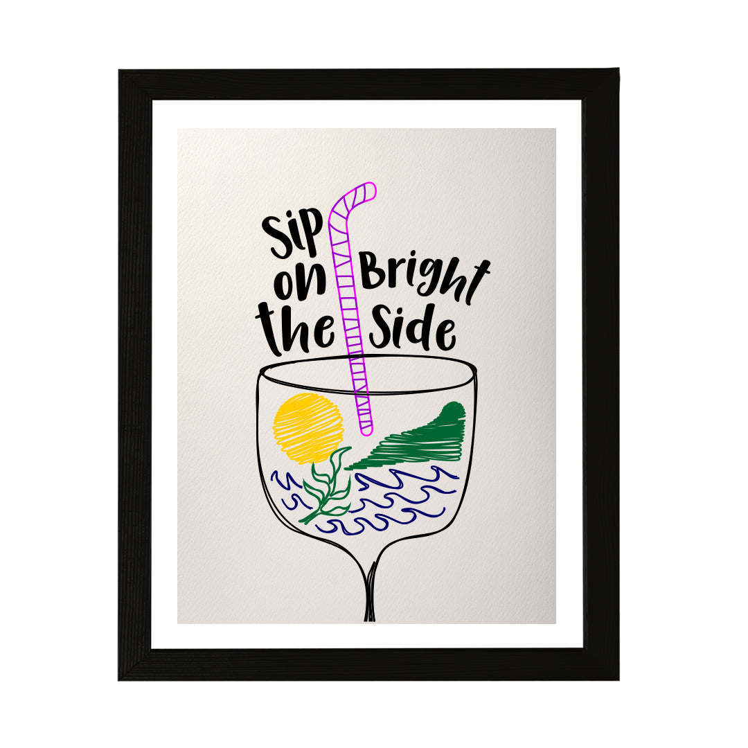 Designs ByLITA Sip On The Bright Side, Wall Print Art | Retro Bar Decoration