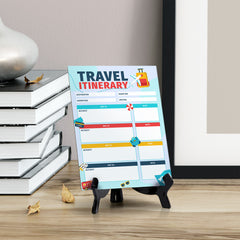 Travel Itinerary Dry Wipe Liquid Chalk Table Sign (6x8") Office And Home Reminders | Personal Schedule | No Pen Included