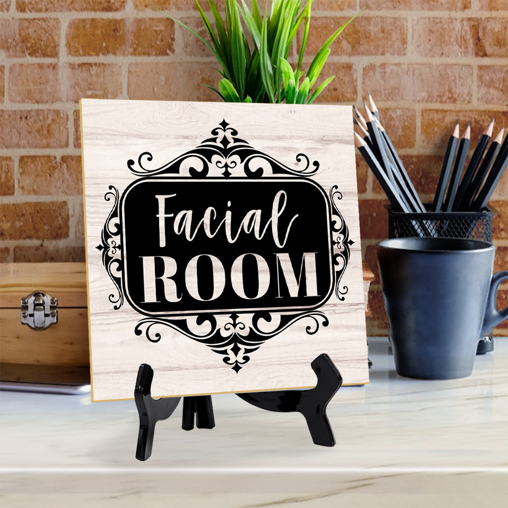 Facial Room 5"x 5" Square Table Sign With Acrylic Easel | Home & Office Decor