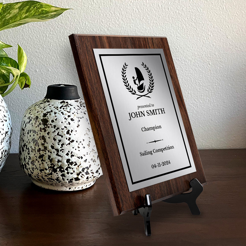 Sailing Customizable Wooden Award Plaque | Easel Mount Option | Achievement and Recognition Personalizable Plaques