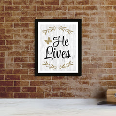 Designs ByLITA He Lives, Framed Wall Art Print | Religious Church & Home Decor