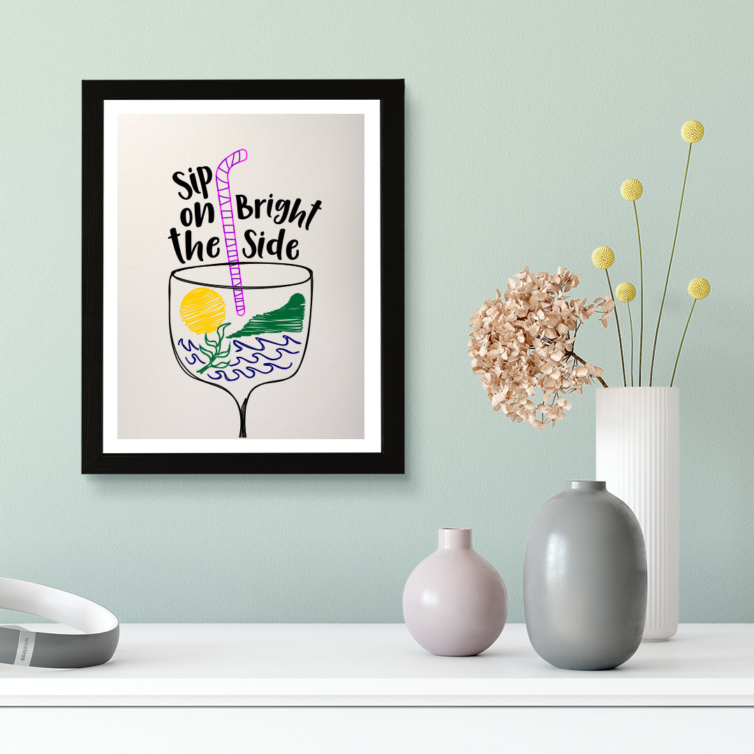 Designs ByLITA Sip On The Bright Side, Wall Print Art | Retro Bar Decoration