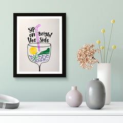 Designs ByLITA Sip On The Bright Side, Wall Print Art | Retro Bar Decoration