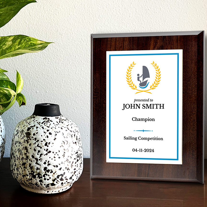 Sailing Customizable Wooden Award Plaque | Easel Mount Option | Achievement and Recognition Personalizable Plaques