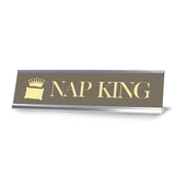 Nap King Pillow, Silver Frame Desk Sign (2x8)