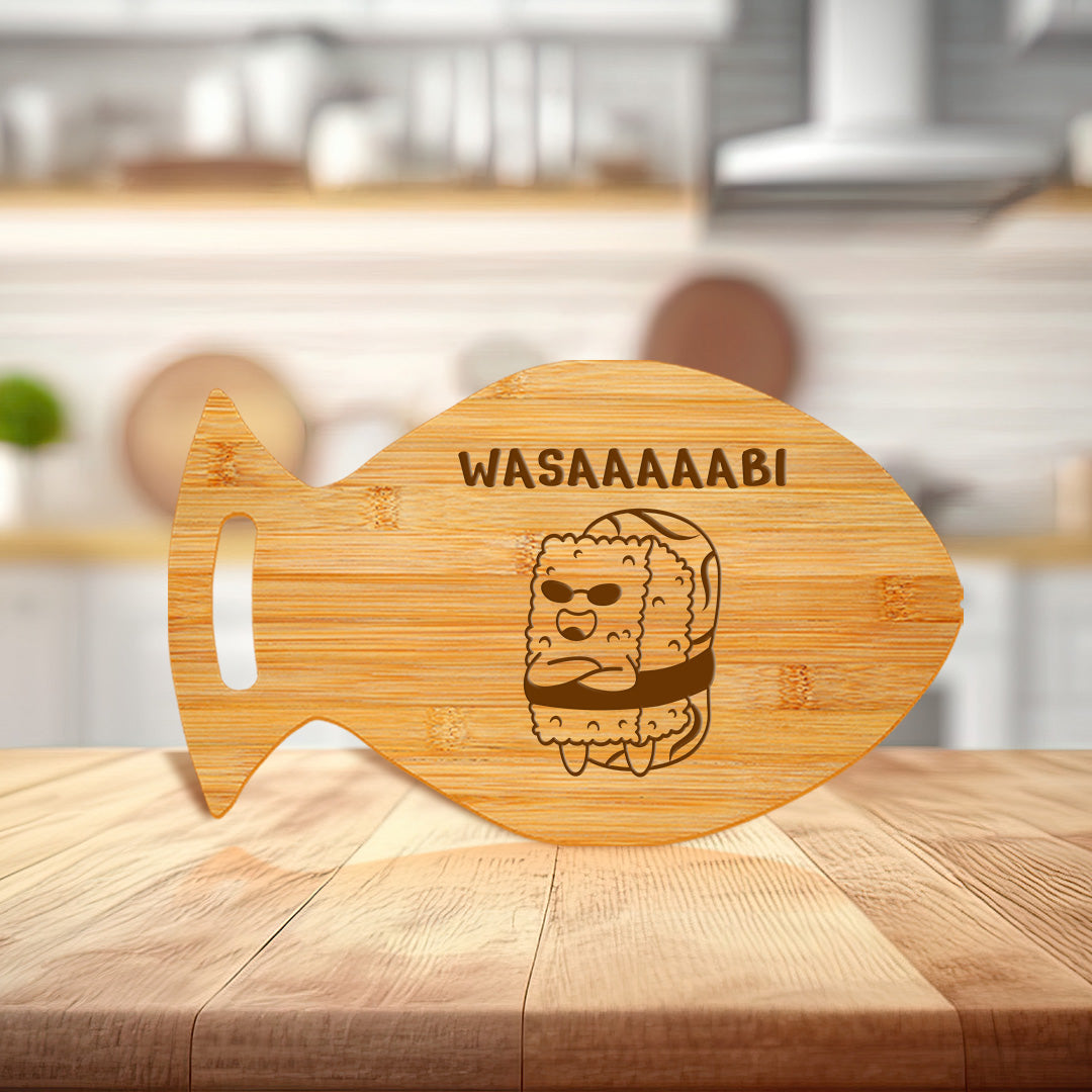 Wasaaaaabi 14 x 8.5" Fish Shape Cutting Board | Decorative Kitchen Accessory For Sushi Lovers