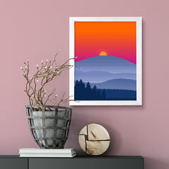 Designs ByLITA Blue Ridge Mountain Sunset, Wall Print Art | Beautiful Flowers | Stylish Modern Decoration For The Home and Office