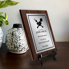 Cooking Competition and Chef Customizable Award Plaque |Easel Mount Option | Recognition of Achievement and Service Personalizable Plaques