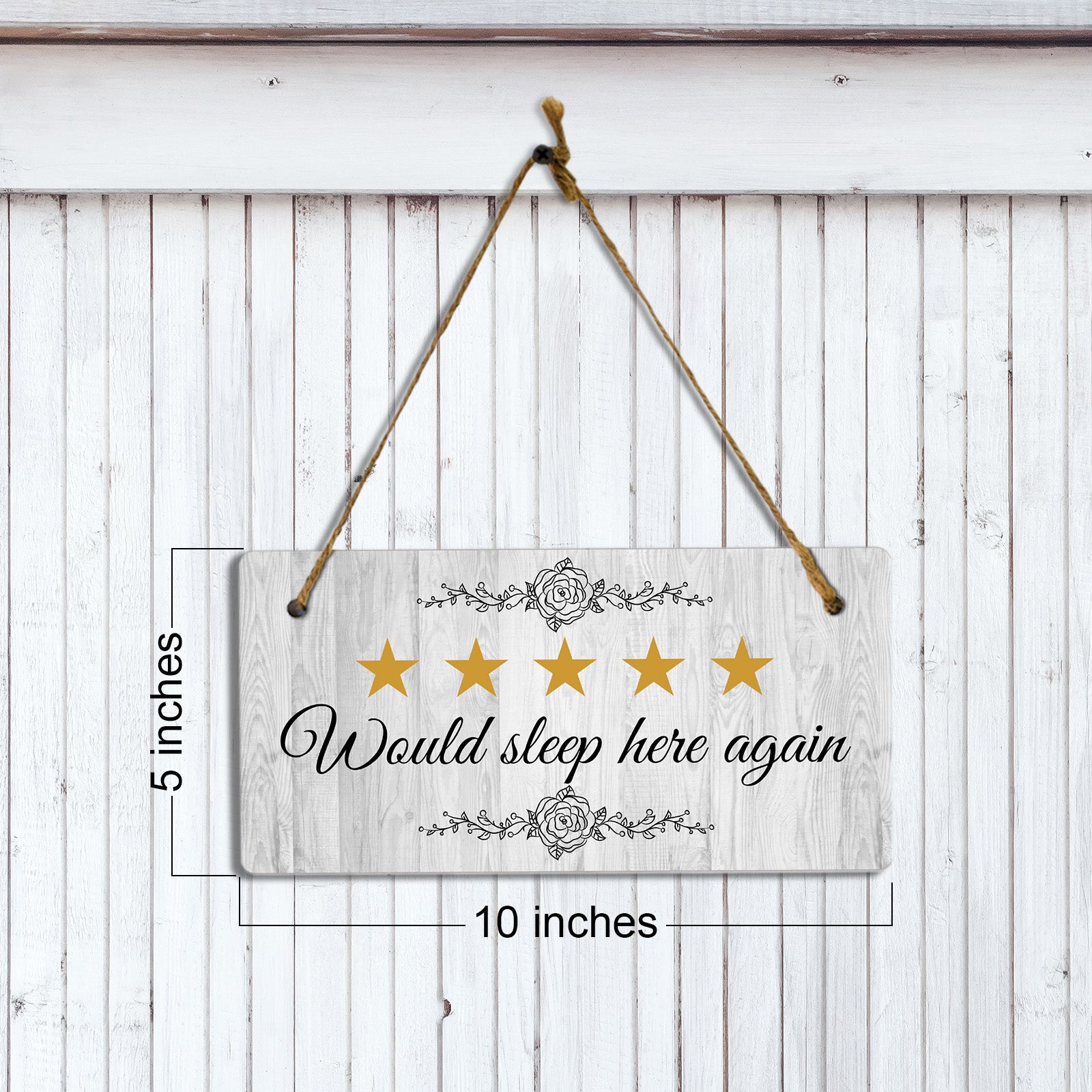 Would Sleep Here Again 5x10 Hanging Plus Wall or Door Sign | Bedroom Hotel Décor