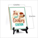 Signs ByLITA Tea and Cookies Station, Table Sign with Acrylic Stand (6x8“)