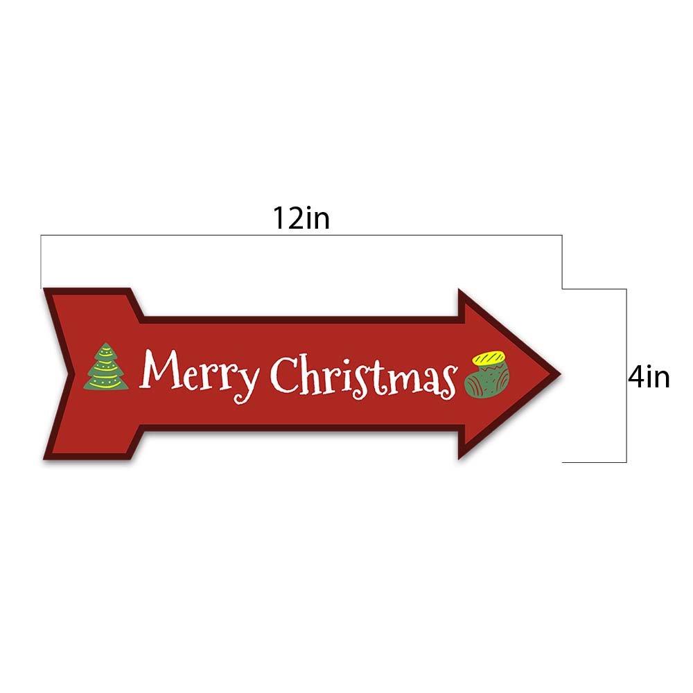 Arrow Shape Merry Christmas 12x4" Wall or Door Sign | Holiday Decoration