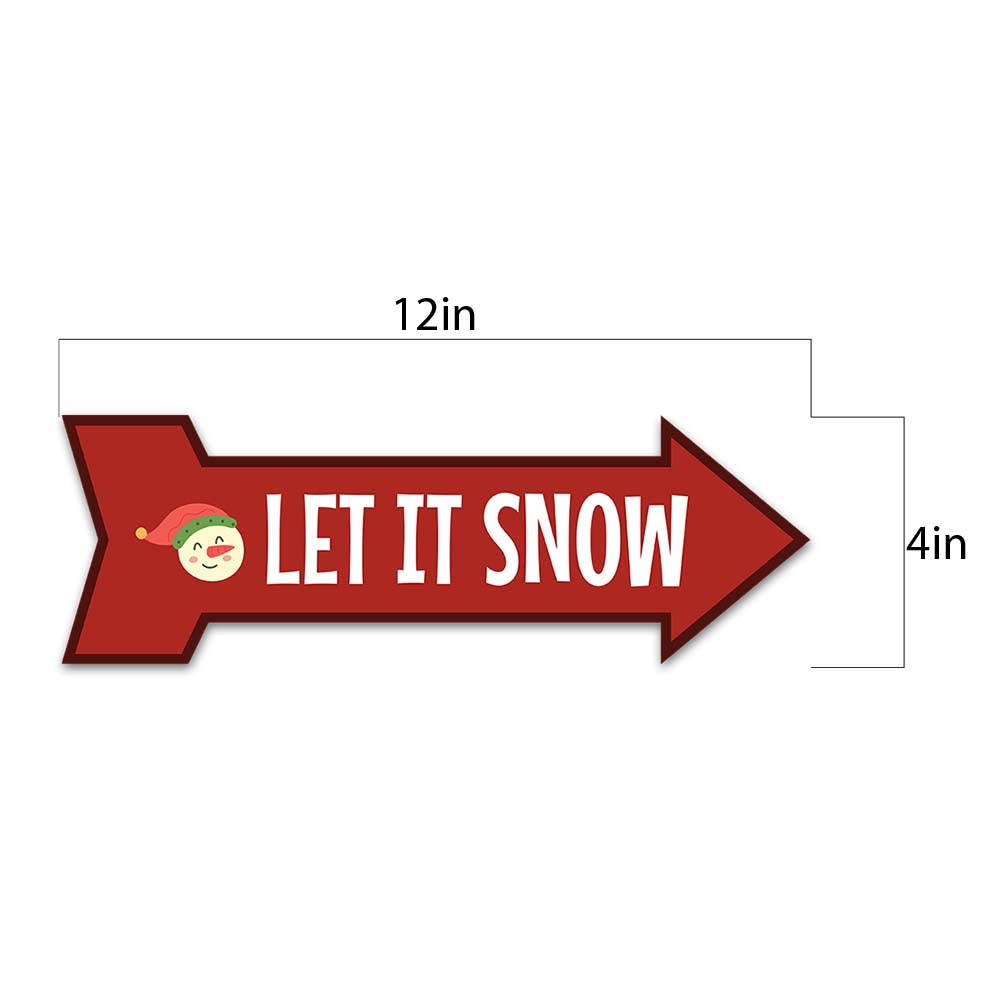 Arrow Shape Plus Let it Snow 12x4" Wall or Door Sign | Christmas Holiday Decoration