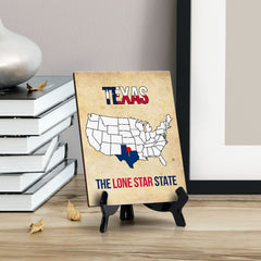 Texas: The Lone Star State Table Sign with Acrylic Stand (6x8“) | State Pride Collection | Perfect Gift for Coworkers or Family