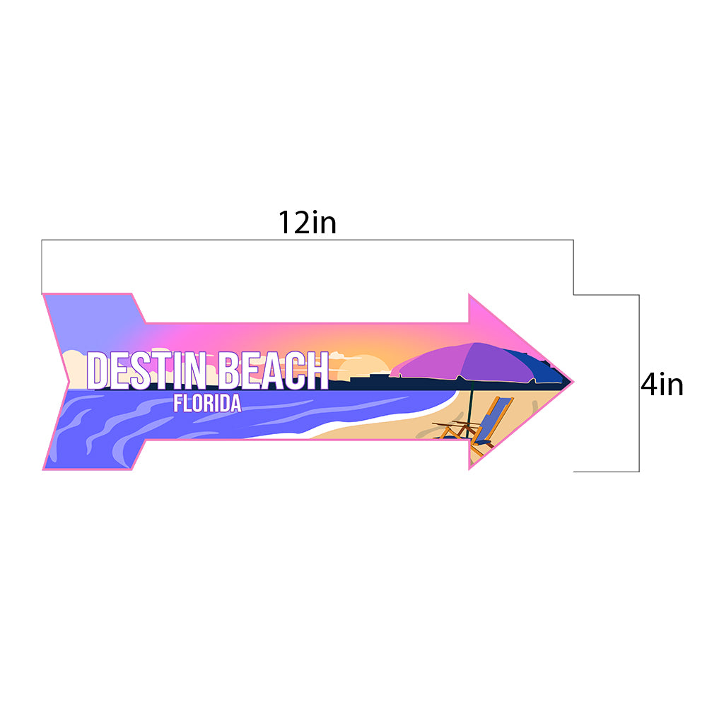 Arrow Shape Plus Destin Beach, Florida 12x4" Wall or Door Sign | Stylish Famous US Beach Souvenirs