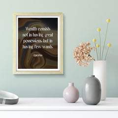 Wealth consists not in having great possessions, but in having few wants - Epictetus, Framed Print | Stoic Wisdom Inspirational Quotes