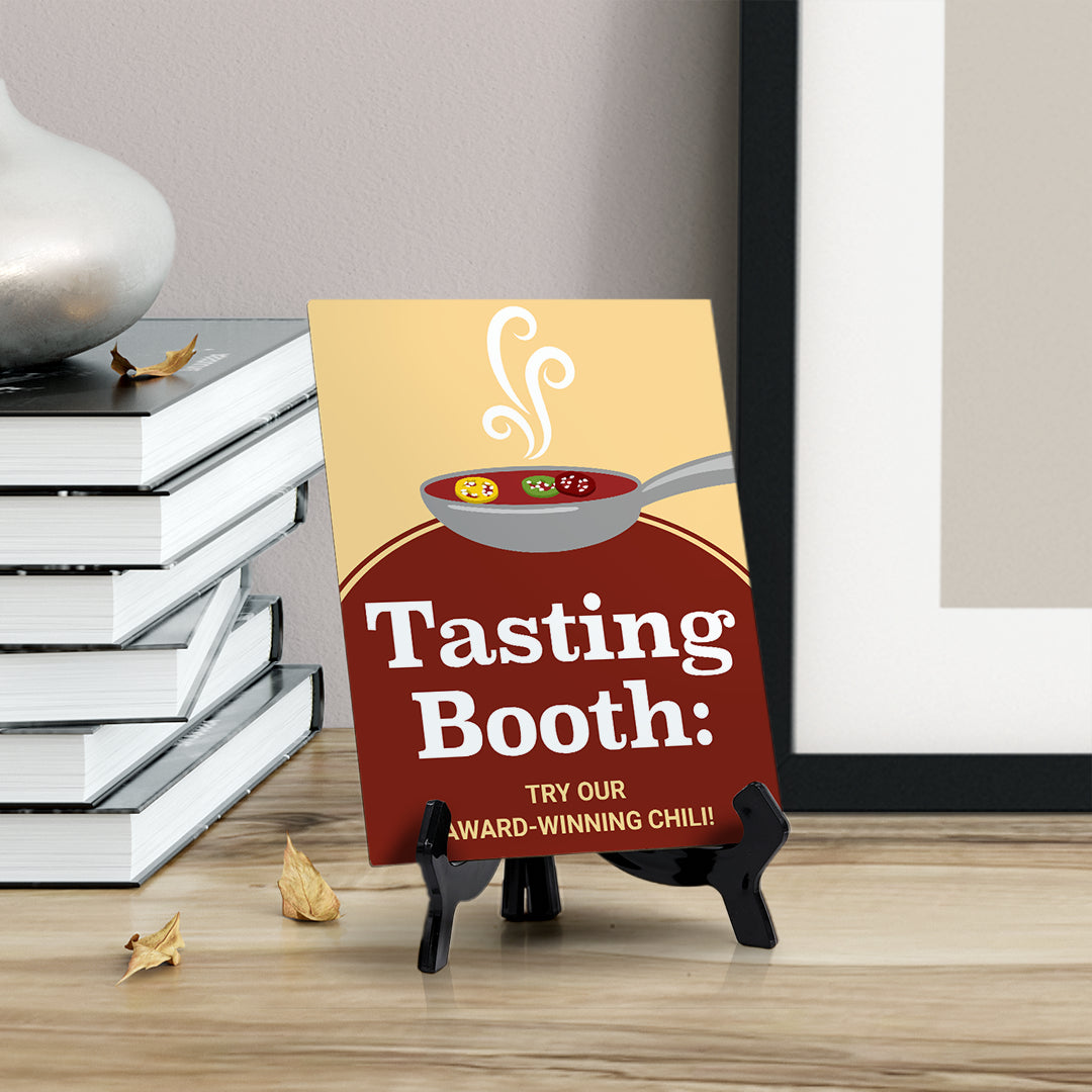 Signs ByLITA Tasting Booth: Try Our Award-Winning Chili! Table Sign with Acrylic Stand (6x8“)