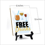 Signs ByLITA Free Drinks 1, Table Sign with Acrylic Stand (6x8“)