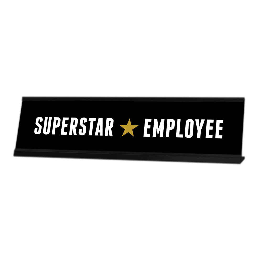 Superstar Employee, Star Black Frame, Desk Sign 2x8"