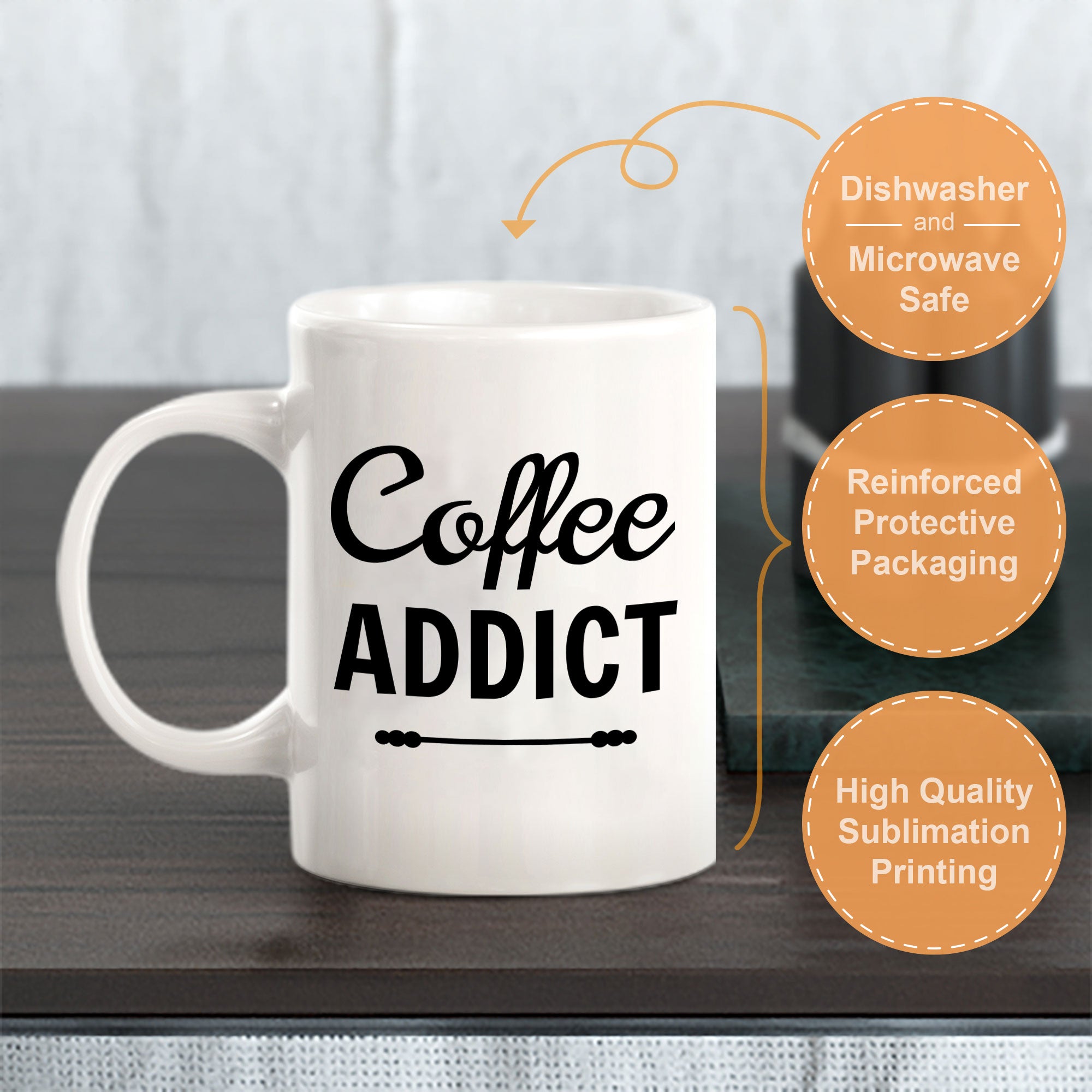 Designs ByLITA Coffee Addict Office Workspace Home Family 11oz Plastic/Ceramic Coffee Mug