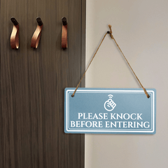 Please Knock Before Entering 5x10 Hanging Plus Wall or Door Sign | Rustic Twine | Home Privacy Signage