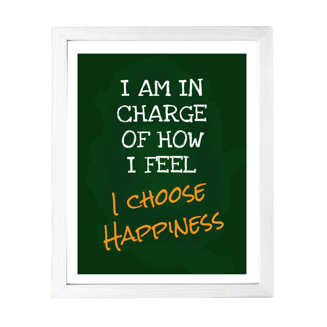 Designs ByLITA I Am In Charge Of How I Feel I Choose Happiness, Framed Wall Art Print | Positive Motivational Decor