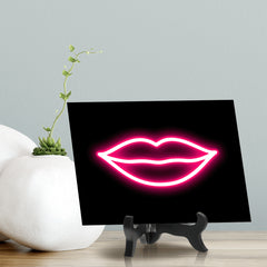 Kiss Neon Graphic Style Table Sign with Acrylic Stand (6x8“) | Live Streamer Gaming Themed Decoration
